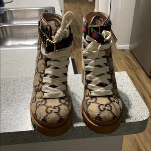 Beige Wool GG Ankle Boots